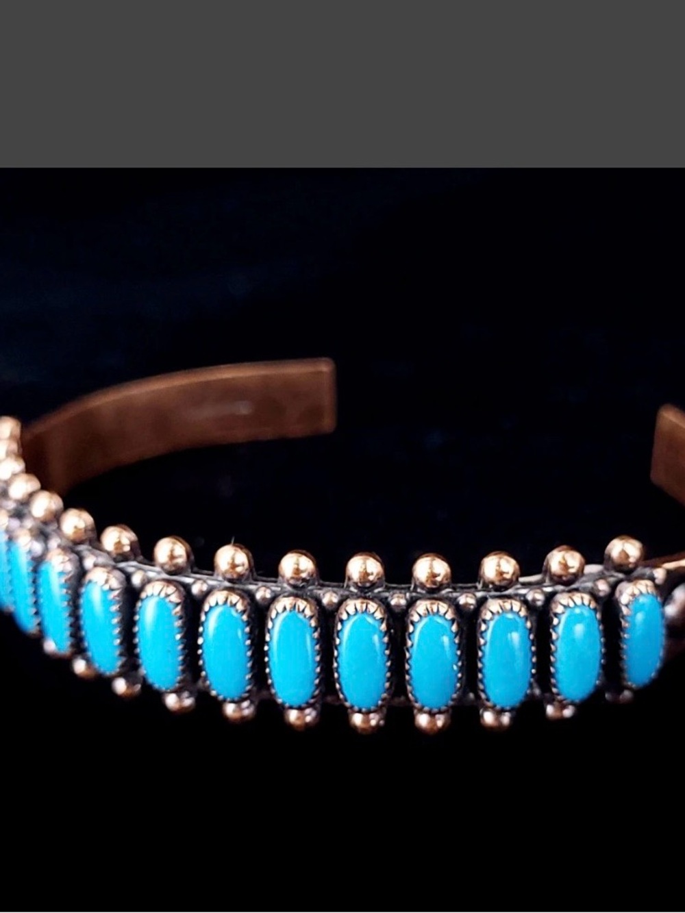 Vintage Native American Zuni Turquoise Copper Cuff Bracelet 6” can be expanded